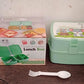 Full view of the square Double Layer Lunch Box, emphasizing its practical design.