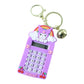Compact Kuromi calculator keychain with attached decorative bell and key ring