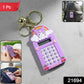 Close-up of Kuromi mini digital calculator keychain with clear display
