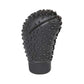 Side view of the flexible gear shift knob cover in black.
