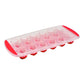 Silicone flower ice tray filled with water, ready for freezing on a kitchen counter.