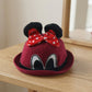 Angle view of mixed design winter bucket cap