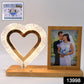 Radiant heart shaped LED lamp showcasing couple's photo