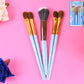 Brushes arranged neatly in 5pc makeup brush kit for versatile application