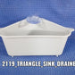 Plastic triangular sink organizer with strong suction cup attachment.