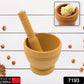 Close-up of a sturdy khalbatta mortar and pestle for home cooking.