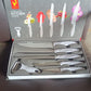 Complete 6-piece kitchen knife set with marble finish blades and peeler