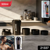 Protein shaker bottle with leakproof flip lid closed