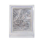 Side profile view of silver Saraswati Maa photo frame showing sturdy stand