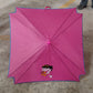 Compact umbrella details showing curved hook handle and fabric texture