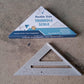 Packaging of the 45-degree triangle ruler, highlighting its robust construction and features.