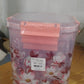 Complete display of the floral airtight food storage container set.