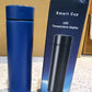 Blue vacuum insulated stainless steel water bottle with LED temperature display
