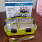 Top view showcasing the transparent, leak-proof layered lids of the tiffin box.