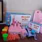 Detailed view of the cookie machine and dough tools from the creative play dough set.
