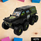 Side view of the green 8-wheel plastic army vehicle.
