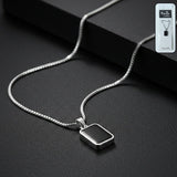 Men's stainless-steel pendant chain featuring sleek black rectangular pendant