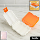 Portable pill organizer box with snap lock lids and dual compartments