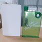 A transparent green slim water bottle, highlighting the clear plastic and vibrant color.