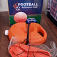 Detailed setup of the Football Rebounder, showing the ball, string, and weighted base for practice.
