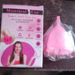 Diagram illustrating the proper use of a reusable menstrual cup.