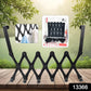 Black steel over-the-door coat rack with 6 hooks, organizing coats and bags.