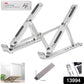 Laptop stand showing six adjustable height angles for ergonomic use