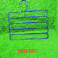 Practical design of the 5-layer plastic hanger, showcasing its utility for small spaces.