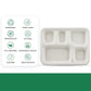 Sectioned lunch tray made from compostable bagasse suitable for thali meals