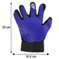 Infographic showing the dimensions and key features of the deshedding glove.