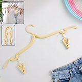 Foldable cloth hanger with dual clips for space-saving laundry drying