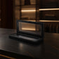 Full view of transparent floating jewelry display box 18x7 cm exemplifying lightweight design