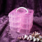 Portable clear craft storage box with sturdy handle for easy transport