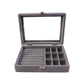 Top view of velvet jewelry organizer with transparent lid