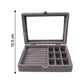 Full view of velvet jewelry organizer box with compartments