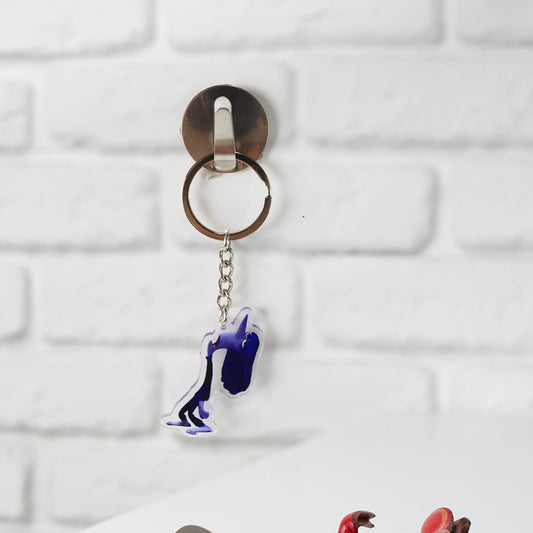 Cartoon character acrylic keyring hanging with sturdy metal ring attached