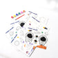 Bright non-toxic paint pots and paintbrush in kids cosmic space painting and coloring kit