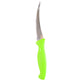 Professional kitchen knife with stainless steel blade and plastic handle.