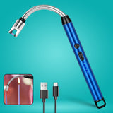 Metal USB rechargeable electric arc lighter with flexible 360 degree neck for candle and stove lighting