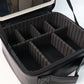 Side view of black LED cosmetic organizer box showing sleek design
