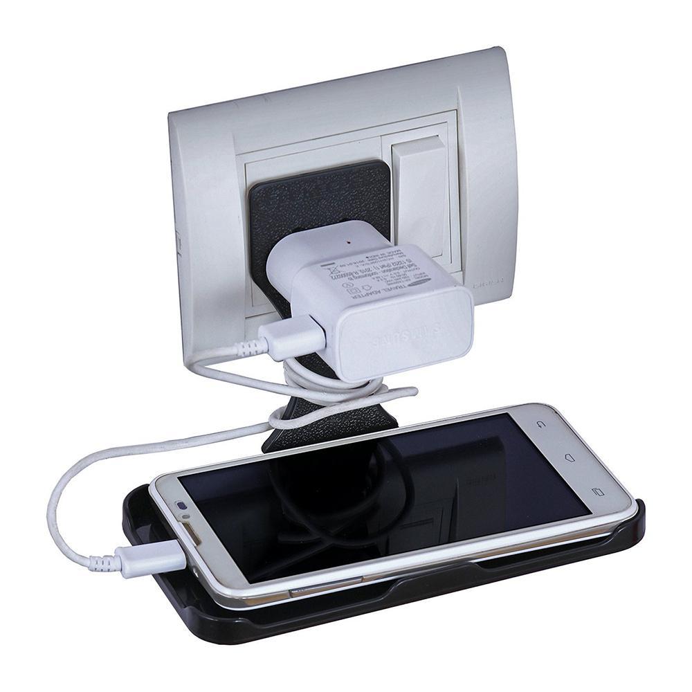 Close-up of the Mobile Charging Stand's non-slip surface and sturdy base holding a phone.
