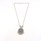 Ethnic floral mandala pendant necklace with vibrant enamel and oxidized finish