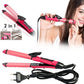 Ergonomic hair styling tool with ceramic plates for dual use.