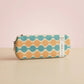 Design detail of multi-color geometric pencil pouch