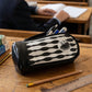Zipper closure pencil pouch with hard base for stability