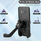 The universal metal bike phone mount firmly secured onto a motorcycle's rear view mirror rod.