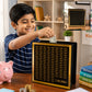 Wooden piggy bank money box with detailed carved design for kids saving money