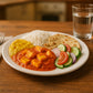 Close up of round serving plate 23 cm with food-safe finish