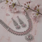 Generic Women's Brass Silver Plated Necklace set (Pink)