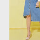 Generic Women's Denim Hi Lo Buttoned Skirt (Blue)